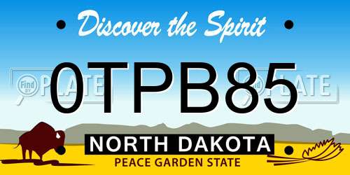 0TPB85 North Dakota License Plate