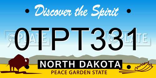 0TPT331 North Dakota License Plate