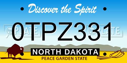0TPZ331 North Dakota License Plate