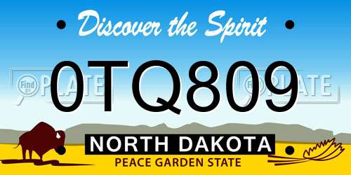 0TQ809 North Dakota License Plate