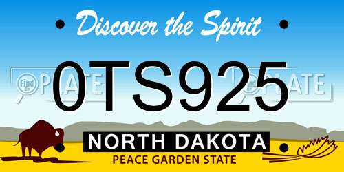 0TS925 North Dakota License Plate