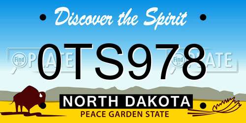 0TS978 North Dakota License Plate