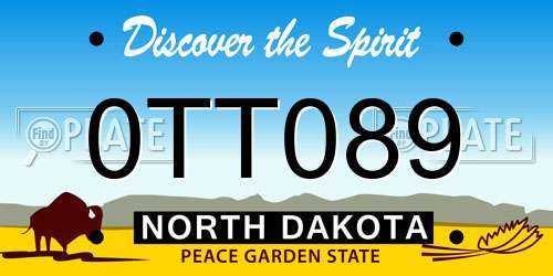 0TT089 North Dakota License Plate