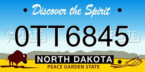 0TT6845 North Dakota License Plate