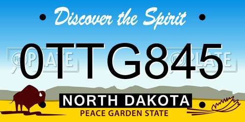 0TTG845 North Dakota License Plate