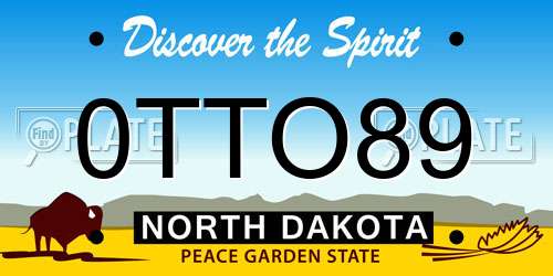0TTO89 North Dakota License Plate