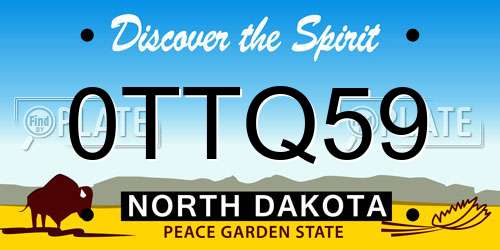 0TTQ59 North Dakota License Plate