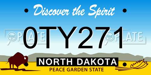 0TY271 North Dakota License Plate