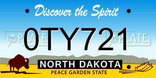 0TY721 North Dakota License Plate