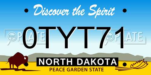 0TYT71 North Dakota License Plate