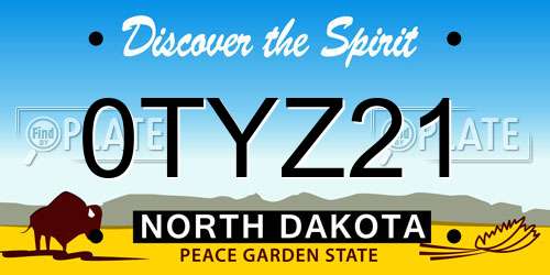 0TYZ21 North Dakota License Plate