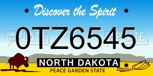 0TZ6545 North Dakota License Plate