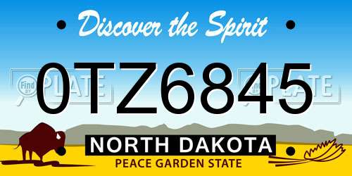 0TZ6845 North Dakota License Plate