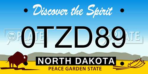 0TZD89 North Dakota License Plate