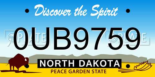 0UB9759 North Dakota License Plate