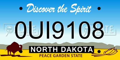 0UI9108 North Dakota License Plate