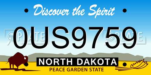 0US9759 North Dakota License Plate