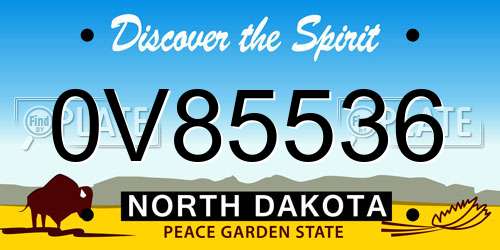 0V85536 North Dakota License Plate
