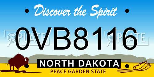 0VB8116 North Dakota License Plate