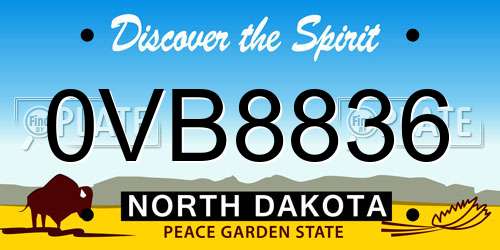 0VB8836 North Dakota License Plate
