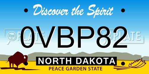 0VBP82 North Dakota License Plate