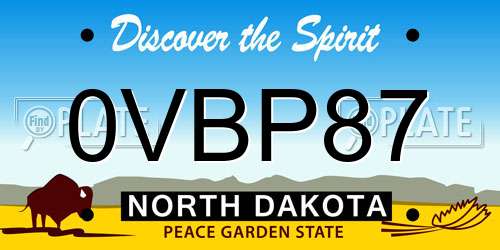 0VBP87 North Dakota License Plate