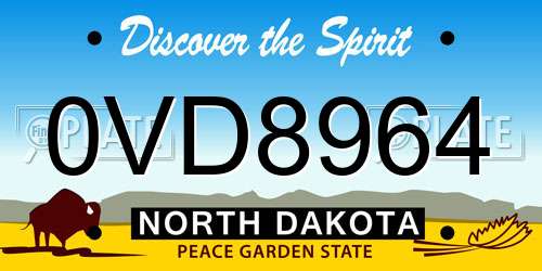 0VD8964 North Dakota License Plate