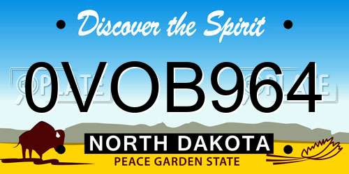 0VOB964 North Dakota License Plate
