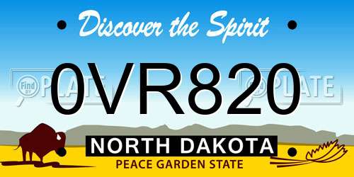 0VR820 North Dakota License Plate