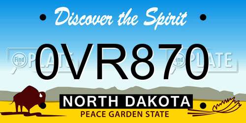 0VR870 North Dakota License Plate