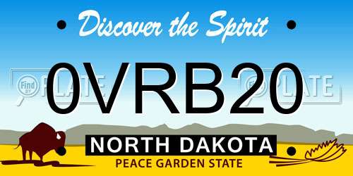 0VRB20 North Dakota License Plate