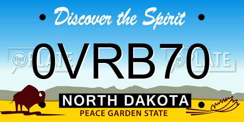 0VRB70 North Dakota License Plate