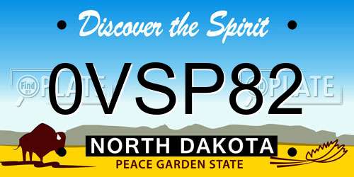 0VSP82 North Dakota License Plate