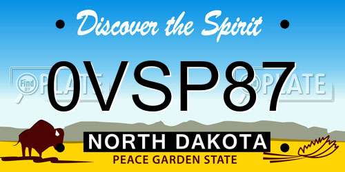 0VSP87 North Dakota License Plate