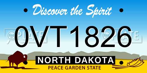 0VT1826 North Dakota License Plate