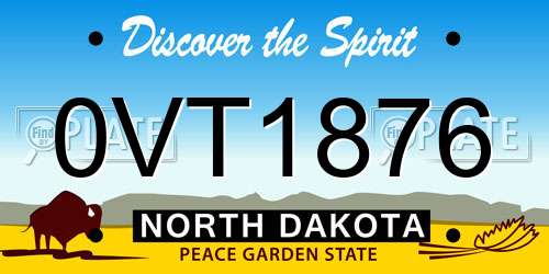 0VT1876 North Dakota License Plate