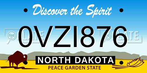 0VZI876 North Dakota License Plate