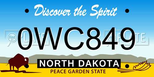 0WC849 North Dakota License Plate