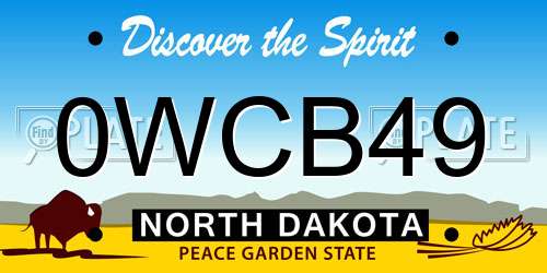 0WCB49 North Dakota License Plate