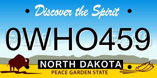 0WHO459 North Dakota License Plate