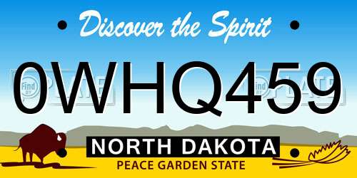 0WHQ459 North Dakota License Plate