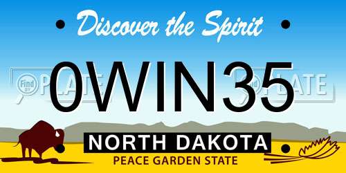 0WIN35 North Dakota License Plate