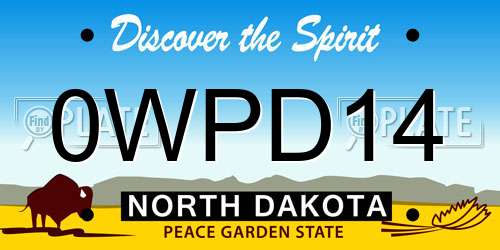 0WPD14 North Dakota License Plate