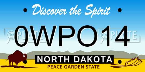 0WPO14 North Dakota License Plate