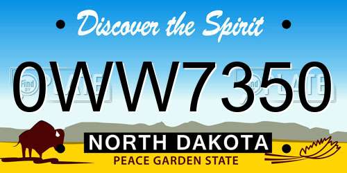 0WW7350 North Dakota License Plate