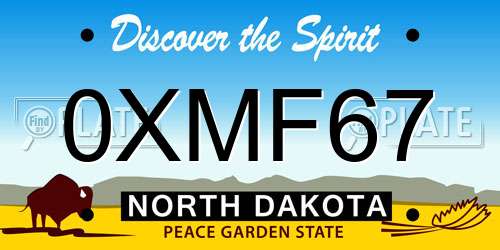 0XMF67 North Dakota License Plate