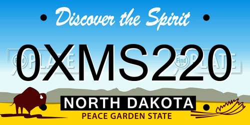 0XMS220 North Dakota License Plate