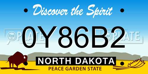 0Y86B2 North Dakota License Plate