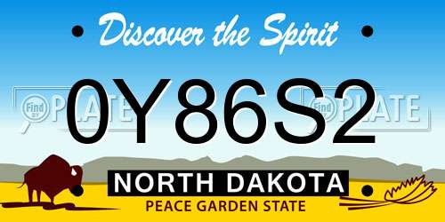 0Y86S2 North Dakota License Plate