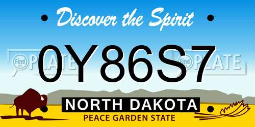 0Y86S7 North Dakota License Plate